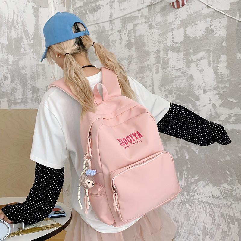 Durable Letter Haoqiya Backpack Ergonomic Straps Middle High Students School