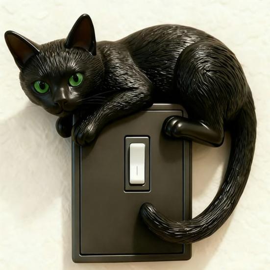 Black Cat Switch Cover 3D Dog Light Switch Cover Animal Toggle Switch Plate Cover Home Office Room Decorative Accessories