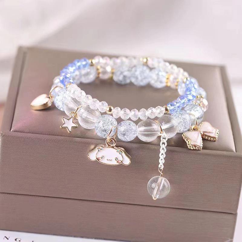 

Sanrio Sweet Cute Bracelet Kawaii Anime Melody Kuromi Cinnamoroll Beaded Bracelet For Girl Ins Style Jewelry Party Gift