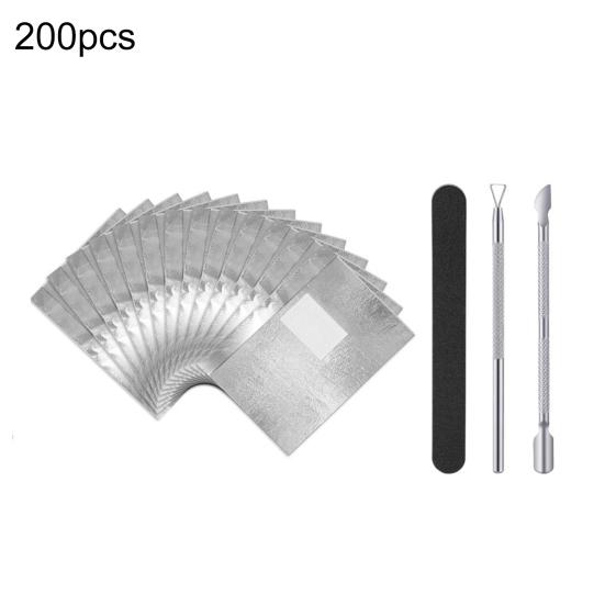 100/200Pcs Nail Polish Remover Foil Wrap Kit Soak Off Gel Remover with Cotton Pad Home Salon Nail Polish Removal Tools Kit