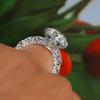 Huitan Sparkling Oval CZ Women Ring Simple Classic Style Wedding Charming Accessories for Lady Party Versatile Daily Jewelry