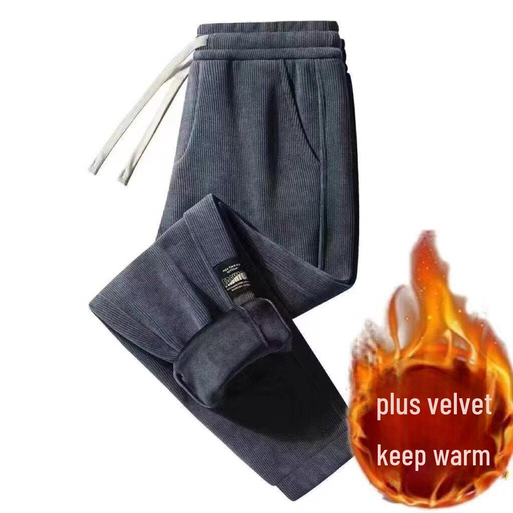 Calças Masculinas Soltas de Veludo Cotelê com Cordão para Trabalho 2024 - Calças de Moletom Casuais para Todas as Ocasiões