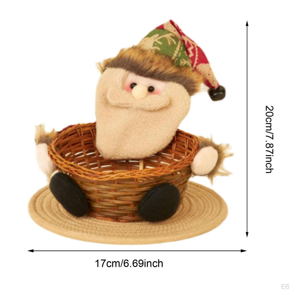 Christmas Basket Candies Cookies Holder Food Bread Portable Party Decor Snack Tray Table