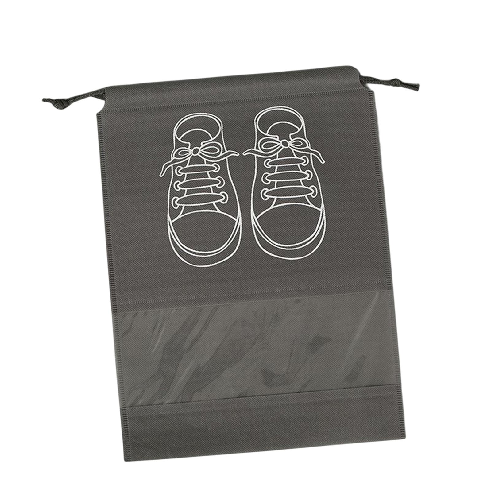 Travel Shoe Bag Non Woven Drawstring Shoes Storage Bag with Visual Window