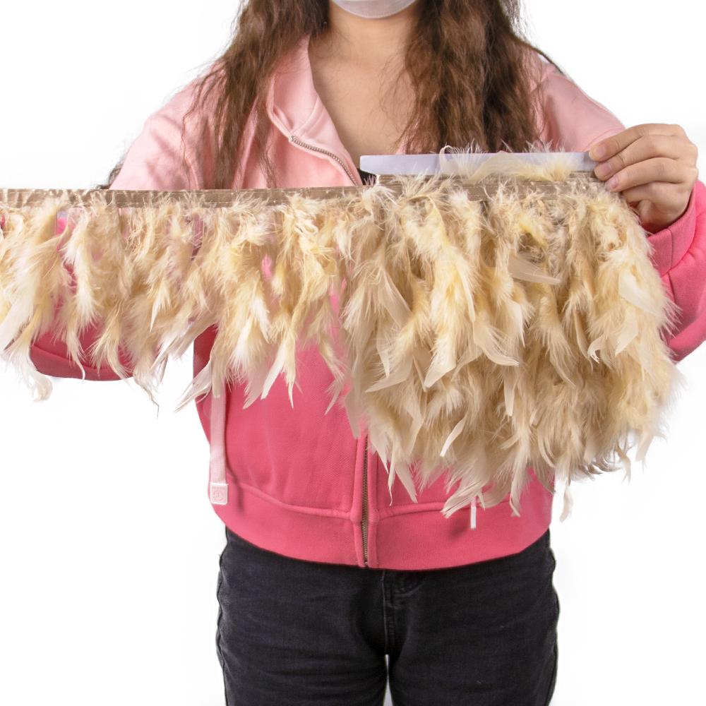Multicolor Natural Turkey Feather Trim Ribbon 4-6 Inches Fluffy White Marabou Feathers Trims Lace for Party Skirt Clothing Decor