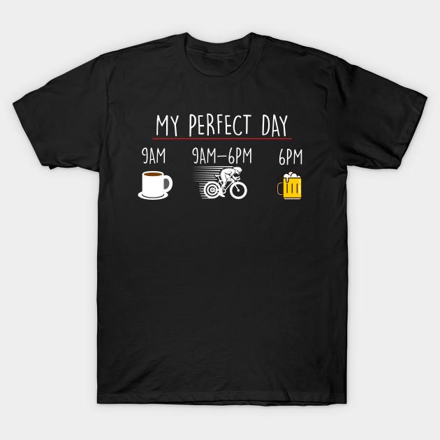 

Men Black Print T-shirt My Perfect Day Coffee Cycling Beer No-Cut Transfer Paper Print Cotton Tshirt L чорний