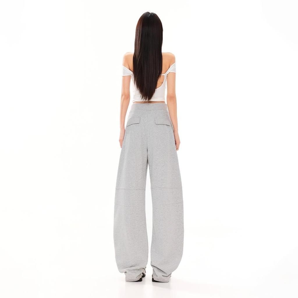 Women's Elastic Waist Cropped Wide-Leg Casual Pants - 2026 Spring/Summer Collection, Versatile Lazy Style, Loose Slimming Fit