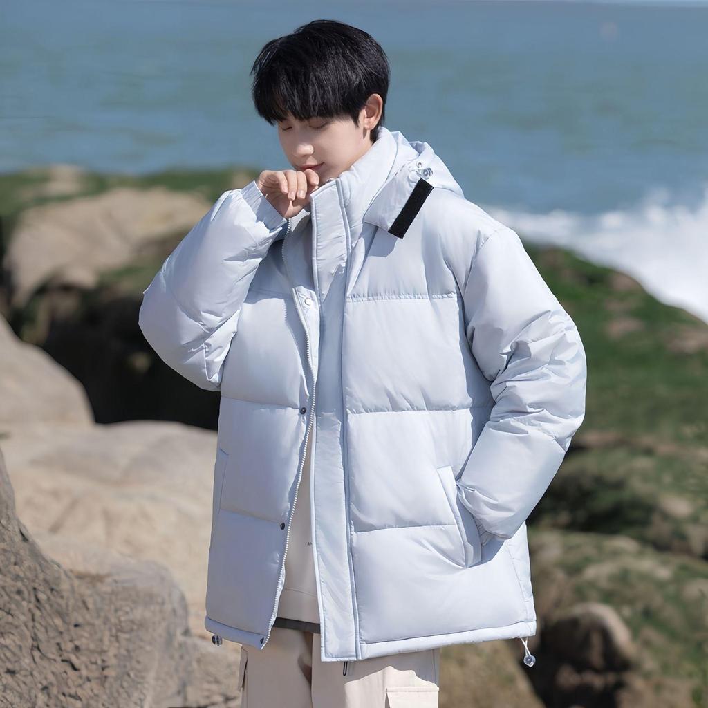 Cross-border E-commerce Fashion Couple's Short Down Jacket - White Duck Down, Windproof, Warm, Thick, Stand Collar, Winter Style