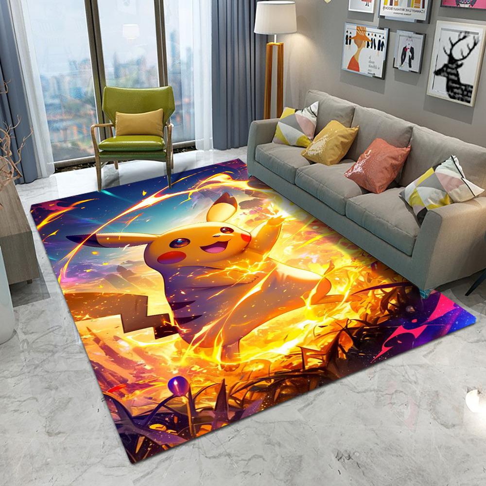  Pikachu Pokemon Kawaii Carpet Living Room Bedroom Kitchen Sofa Table Balcony Entrance Rug Non-slip Cartoon Cute Mat Decor