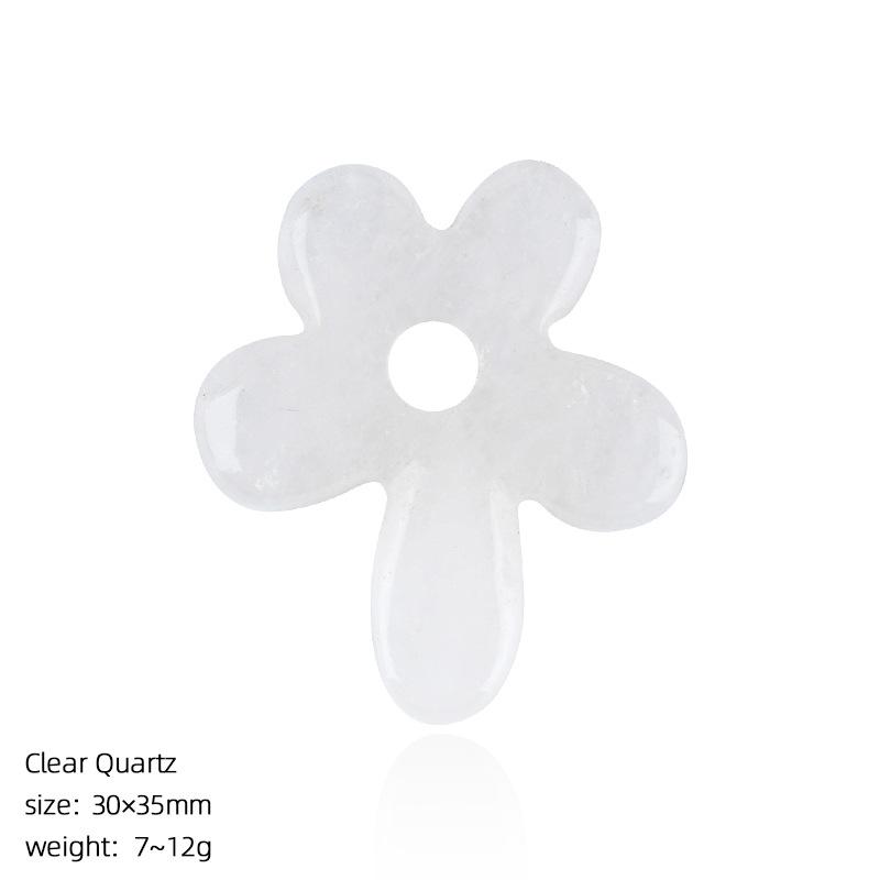 Natural Crystal Five Petal Flower Pendant Vintage DIY Necklace Sweater Chain Jewelry Finding