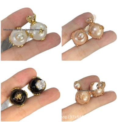 2025 D Classic Asymmetrical Pearl & Star Bee Stud Earrings