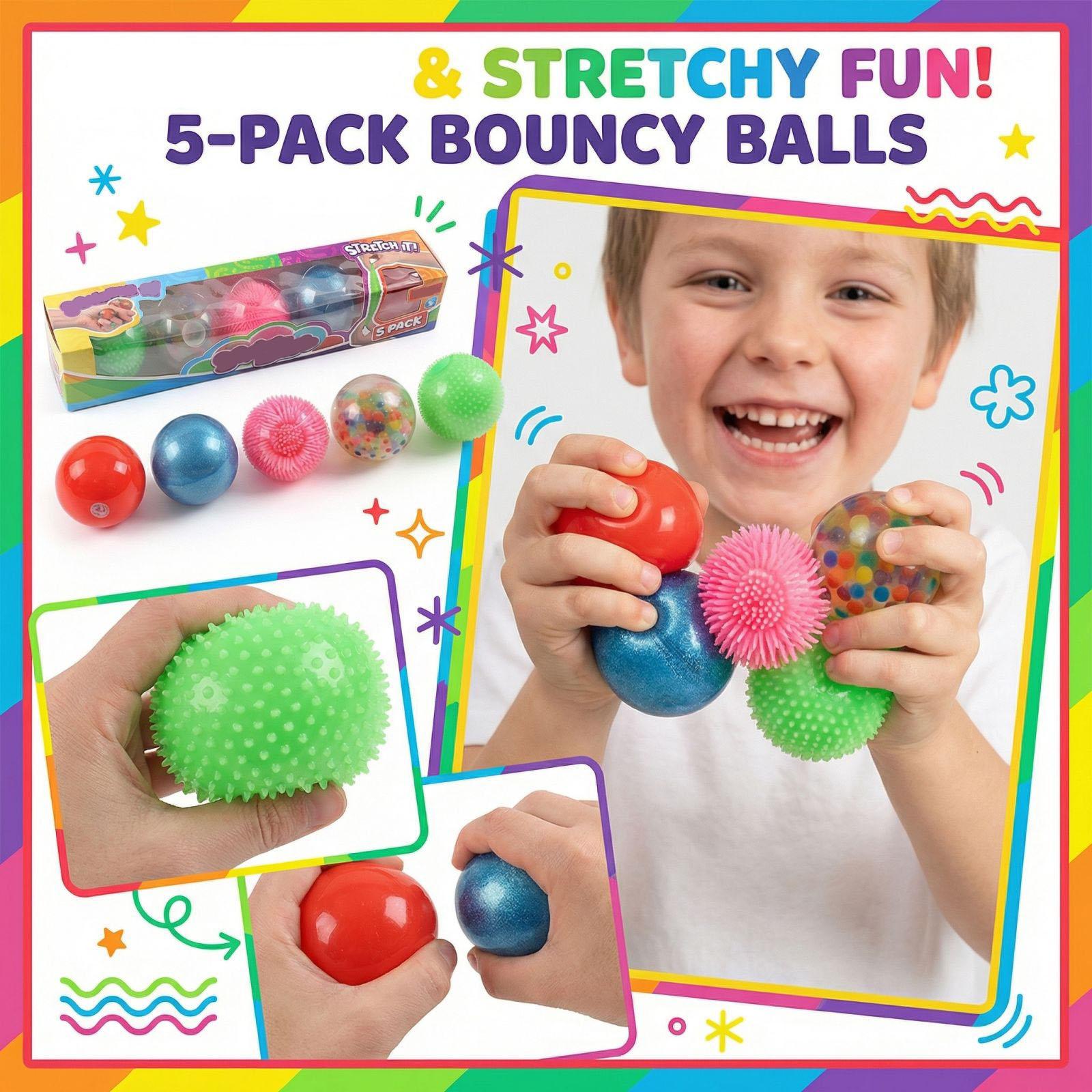 Kids  Bouncy Balls, Pack Of 5, Colorful Bouncy Balls, Toys, Slow Toys. One Size