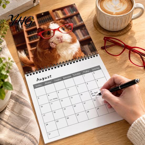 Coated Paper Wall Calendar Guinea Pig 2027, 12-Month Cute Pet Planner with Spiral Full Year Date Organizer Binding, Thick for Home Office, Gift Lovers