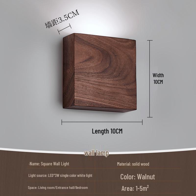 Mid-Century Solid Walnut Wall Lamp: Full Spectrum Eye Protection for Bedroom or Stairway