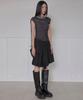 Peulleeoeob Asymmetrical Draped Strap Roll-Up T-Shirt (Fl-170_Charcoal)