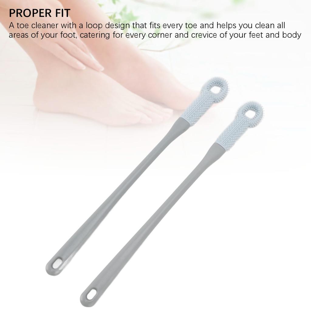 2 ks Sada kartáčků na čištění prstů na nohou Dlouhá rukojeť Silikonový do sprchy Štěrbinový Exfoliační pro seniory Starší muže Ženy