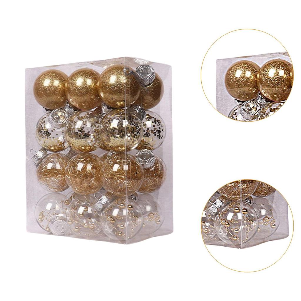 24Pcs Christmas Ball Ornaments Assorted Baubles Charm Pendants Delicate Crafts