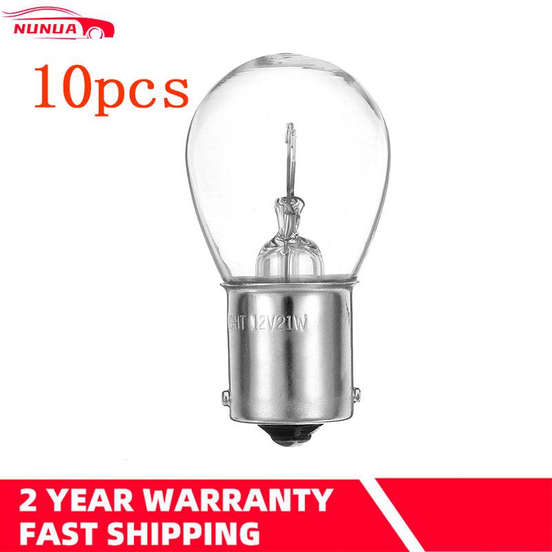 10Pcs Car Turn Signal Lights S25 1156 1141 BA15S Car Dual-filament Halogen Bulb Turn Singal Light DC12V Reverse Lamp Yellow Bulb Dome Lights 6