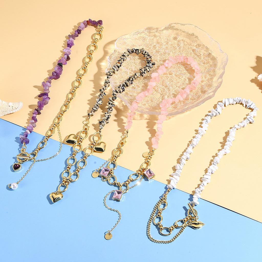 Collier pour Femmes Bijoux Collier Pendentif Formé Féminin Simple Mode Irrégulier Pierre Colorée Bracelet Ensemble Collier Collier Élégant