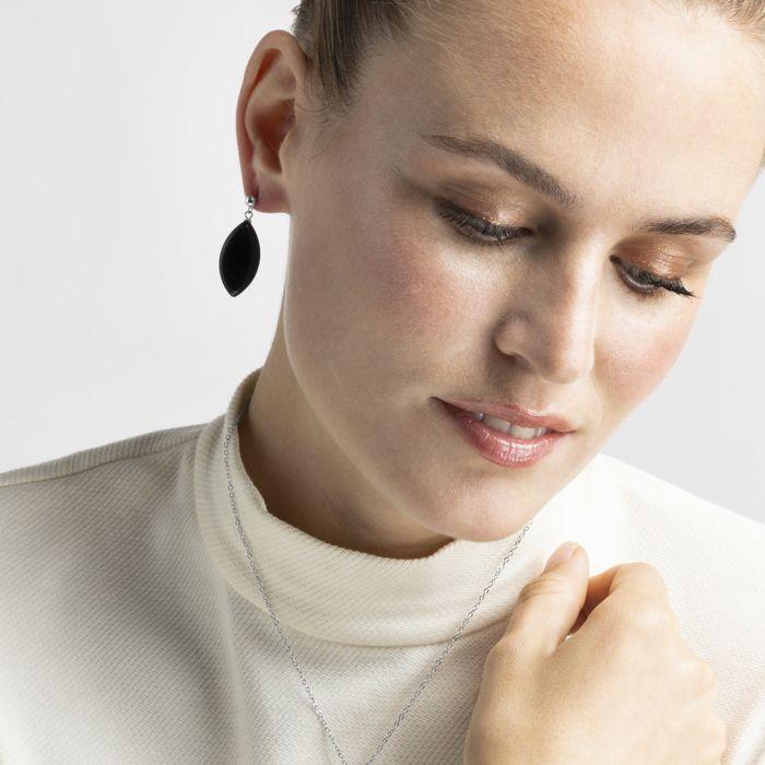 Boucles d'oreilles - AYOM - Argent 925 - Rhodié - Onyx - Femme