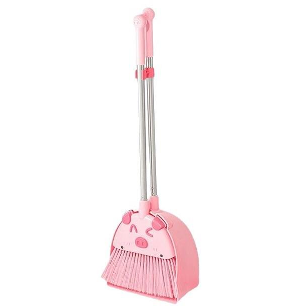 Kids' Pretend Play Cleaning Set: Broom, Mop, and Dustpan with Little Pig Design