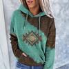 Casual Ethnic Style Printed Hoodies For Autumn Winter Women Clothing Loose Hood Long Sleeve Pockets Streetwear Sweatshirts