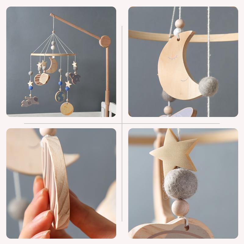 Lass uns Baby-Mobile Rasseltiere 0-12 Monate Weltraum Planeten Anhänger Kinderbett Glocke Kleinkind Rasseln Karussell Kinder Musikspielzeug Geschenk
