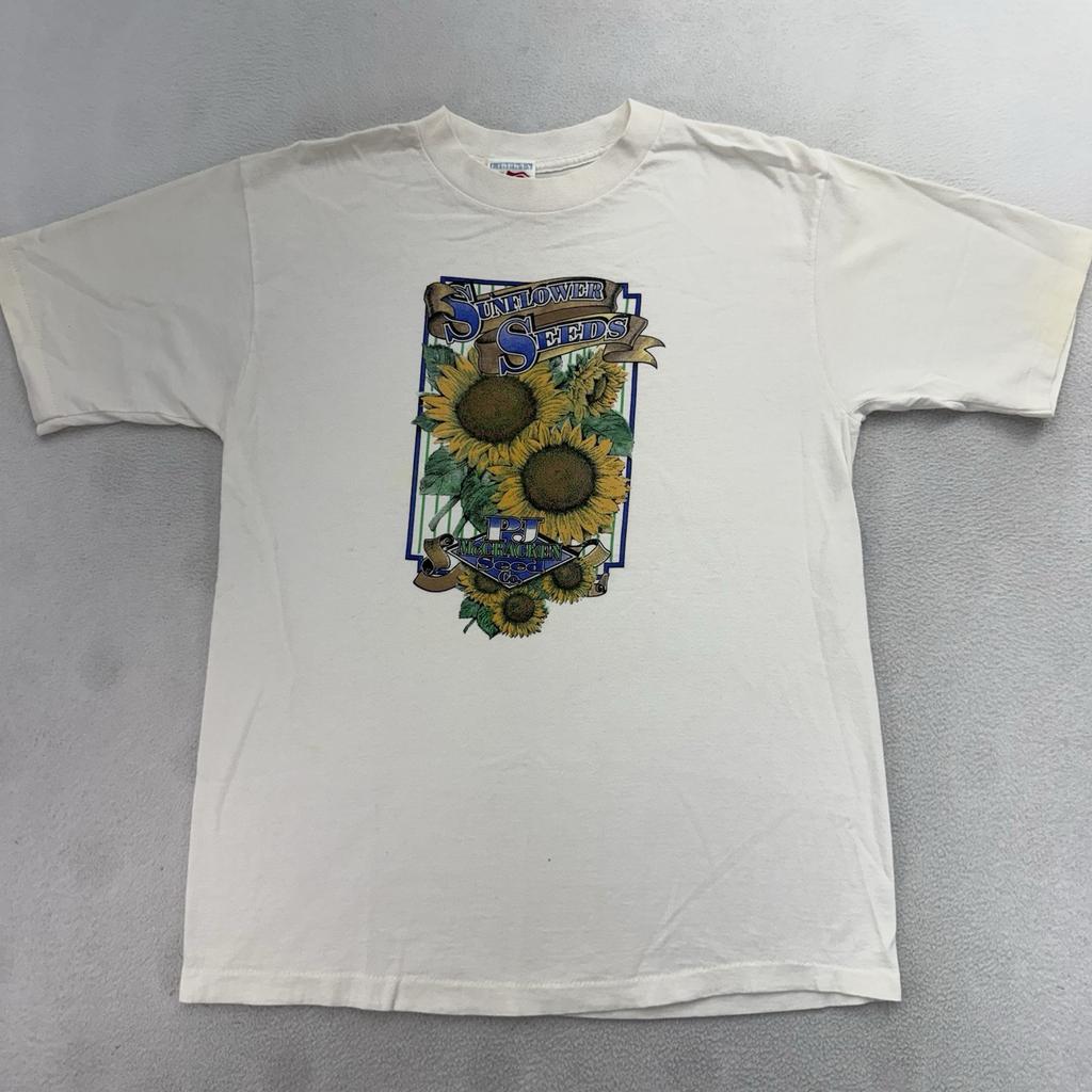 Vintage 1994 The Sunflower Seeds Nature Flower Botanical T-Shirt USA - Large Unisex T-Shirt