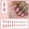 24Pcs Square Press On Nail Glues On Nail French Fake Nail Designs False Nail Artificial Nail Gifts for Women and Girls