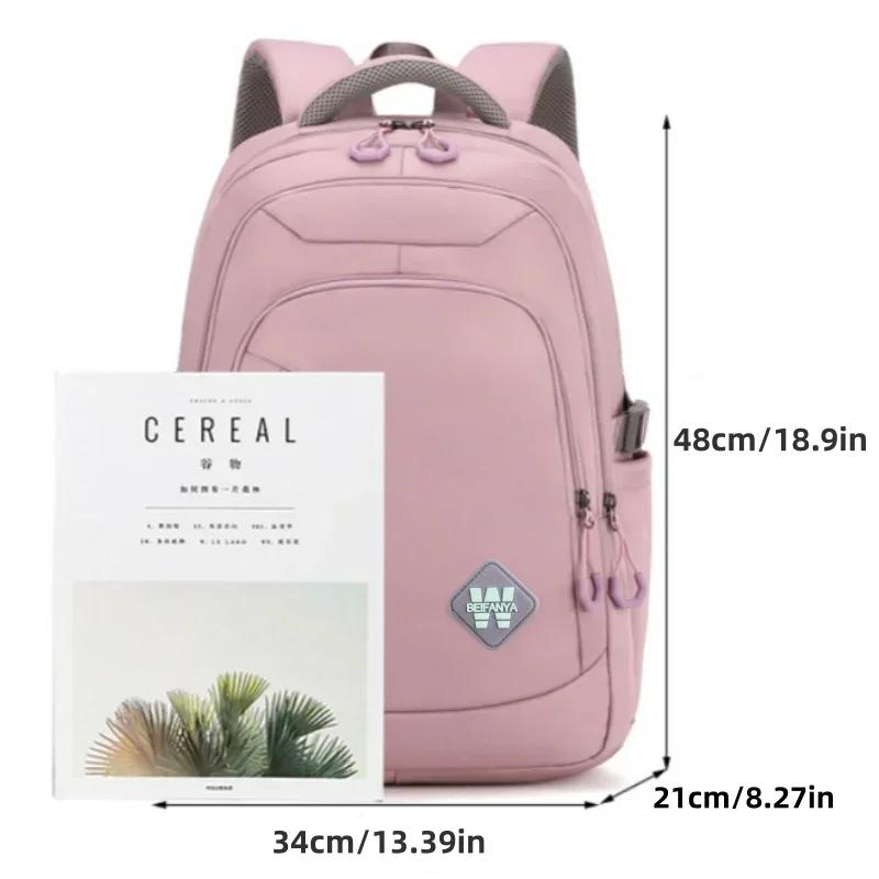 Large Capacity Students Backpack Casual Nylon Double Shoulder Bag  Travel Bag Junior High School Student Schoolbag Mochila