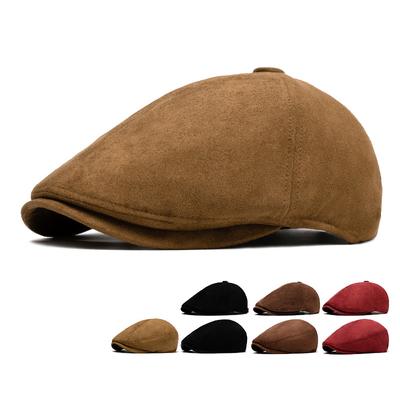 Autumn Winter Berets Men Women Suede Solid Color Cap Octagonal Cap British Newsboy Cap Painter Forward Cap