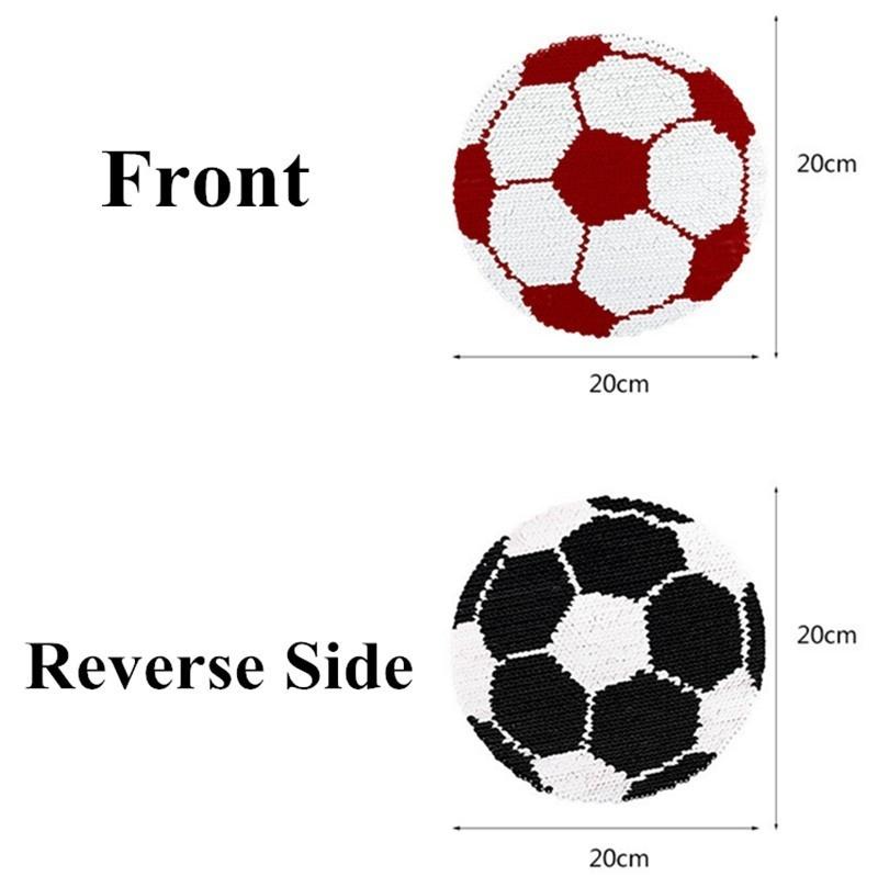 NEU Fußball Wendbar Farbwechsel Pailletten Aufnäher für Kleidung DIY Patch Applikation Tasche Stoff
