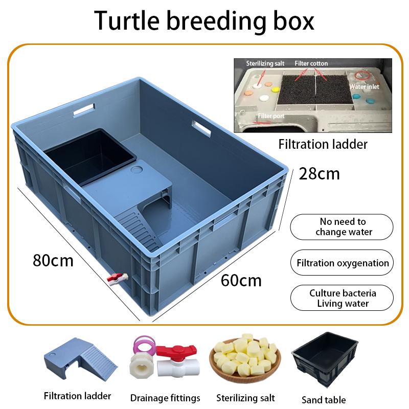 Household Terrariums Large Turtle Breeding Box Aquarium Amphibious Ecological Transport Box Thickened Turtle Tank with Drainage