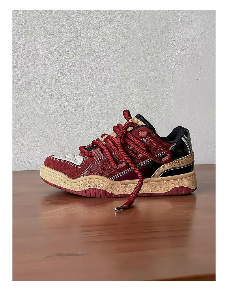 Sofa & Cat / Guochao Dreadlocks Wine Red Unisex Casual Low-Top Sneakers