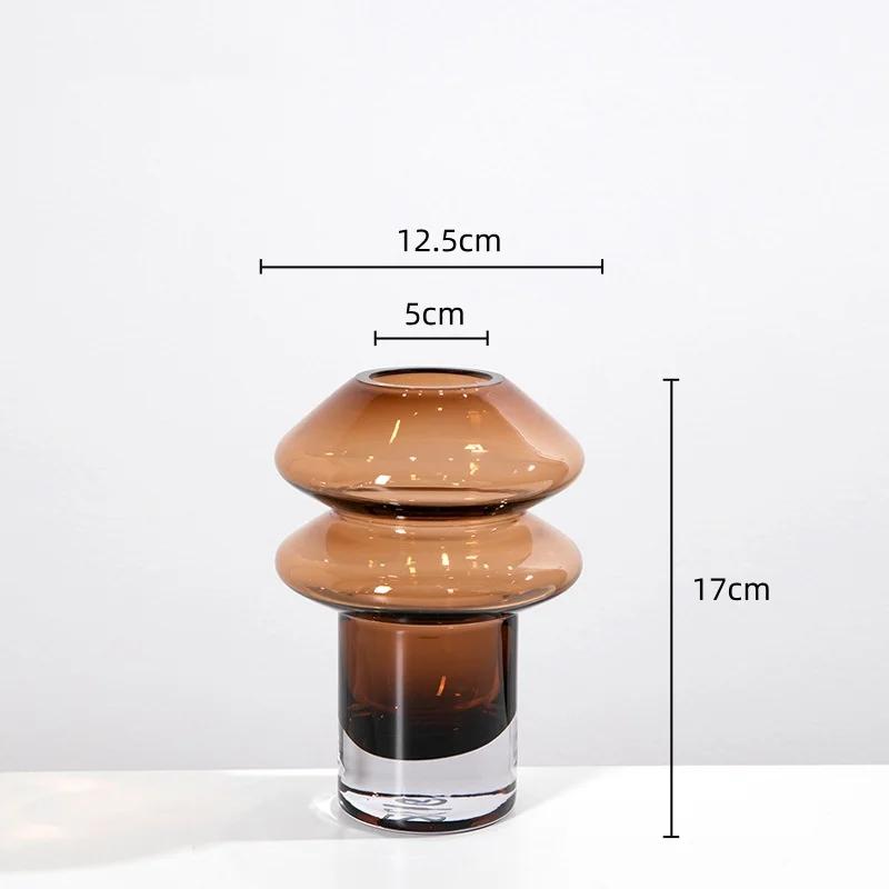 Glass Vase Transparent Mushroom Shape Flower Vase Hydroponics Terrarium Floral Arrangement Home Decoration Accessories