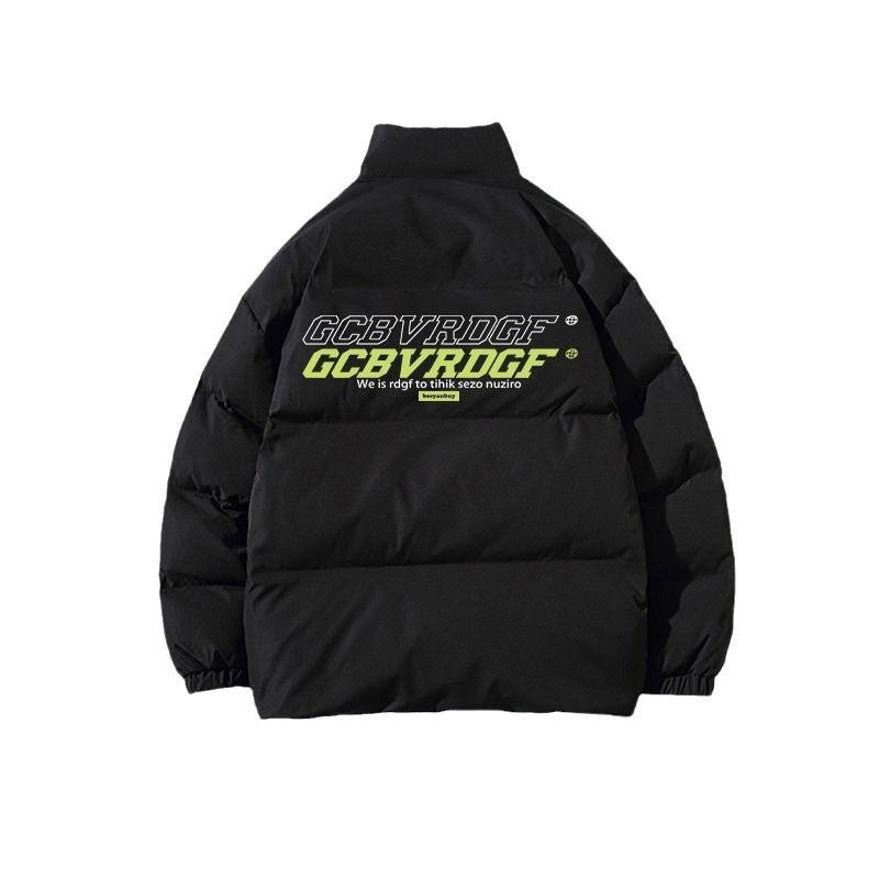 Guochao Unisex Amerikanischer Stil Dicke Warme Daunenjacke - Herbst Winter Buchstabenprint Baumwollmantel