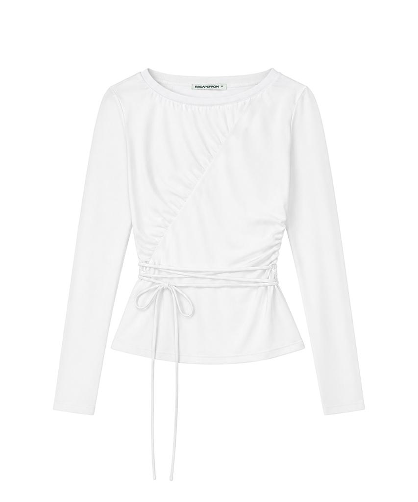 ESCAPEFROM Long Sleeve With Diagonal Shirred Strap Details Pink