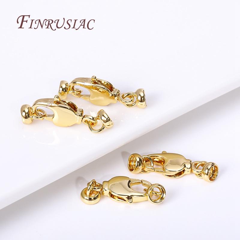 18K Gold Plated Brass Lobster Clasps For Jewelry Making,End Beads Cap Connector Clasps For DIY Necklace Bracelet Supplies