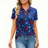 Women's Fashion Casual Lapel Short Sleeve Printed Shirt Women's Button Up Tops
