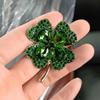 Women's High-end 4 Leaves Brooch Inlaid With Crystal Rhinestones Plant Floral Leaf Alloy Brooch Clothing Accessories