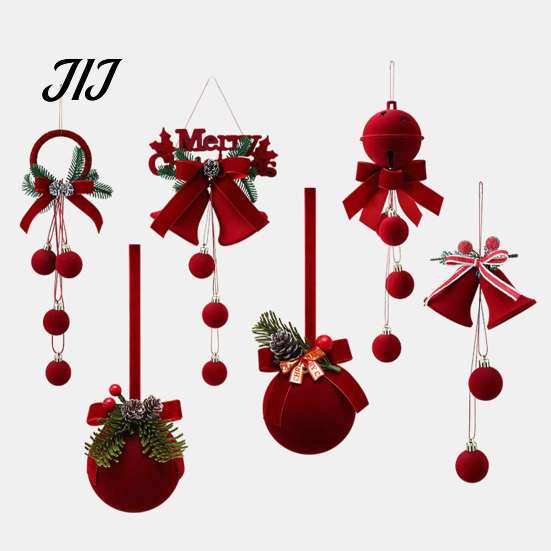 Flocked Christmas Bell Ornaments Nordic Velvet Ornament, Hanging Bells for Lanyard Pendants Tree Door Window Decor, Festive Holiday Home Decoration