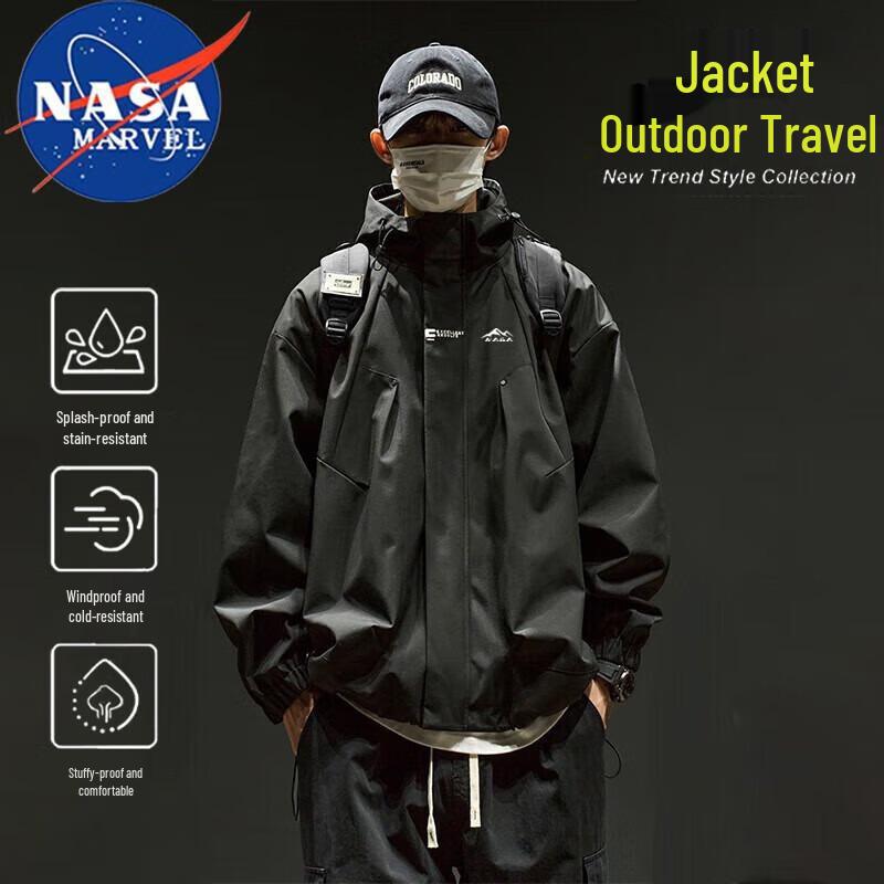 

NASA MARVEL Men s Hooded Casual Windbreaker Jacket M