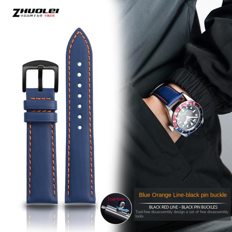 Fiber Nylon Leather Watchband For Tudor Mido Tag Heuer Citizen Seiko Huawei Male Canvas Watch Strap Waterproof 20 21mm 22mm 23mm