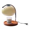 Candle Warmer Lamp Wooden Rack Iron Stand Glass Lampshade Decorative Retro Candle Melting Lamp with Timer Beige EU Plug