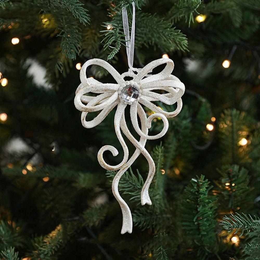 Snowflake Bowknot Christmas Angel Wings Pendant  Festive Holiday Decorations