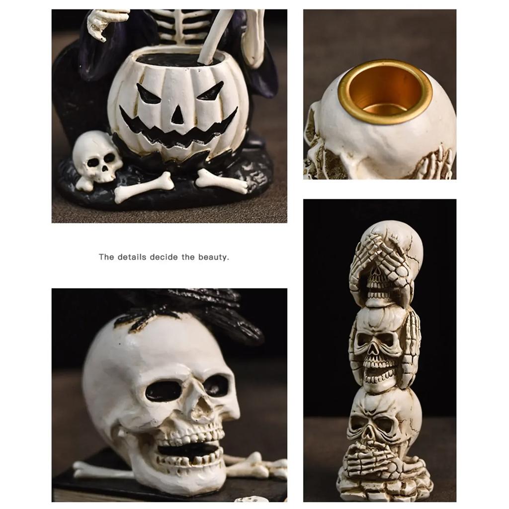 Cranii Creative de Halloween Cranii cu Aspect Realist Cap de Schelet Uman Craniu pentru Halloween Bar Acasă Decor de Masă Suporturi pentru Lumânări