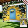 2D Yellow Rose Door Backdrop Bright Floral Wall Photography Background