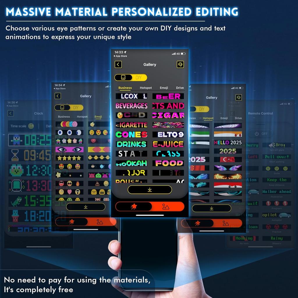 RGB LED Matrix Pixel Panel Flexible Waterproof Scrolling Text Advertising Sign Bluetooth APP Programmable Screen for Car Display