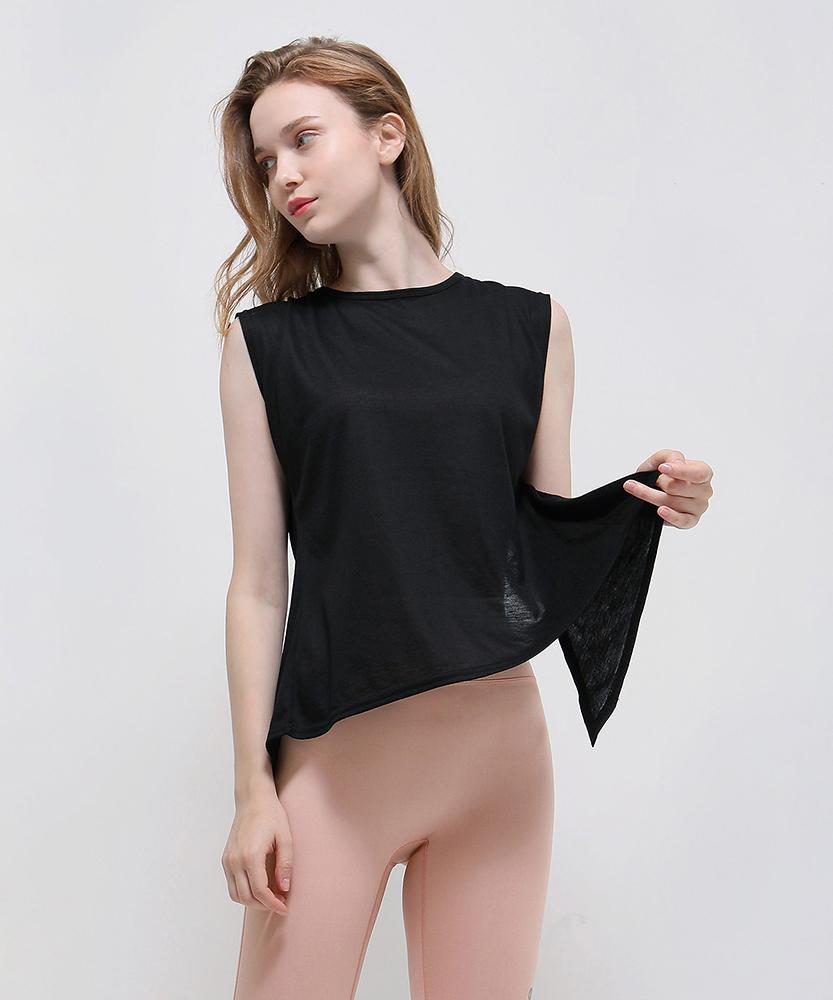 Debiweeo Women'S Yoga Wear Devi-Ts0010-Black Pilates Cover-Up Opening Sleeveless