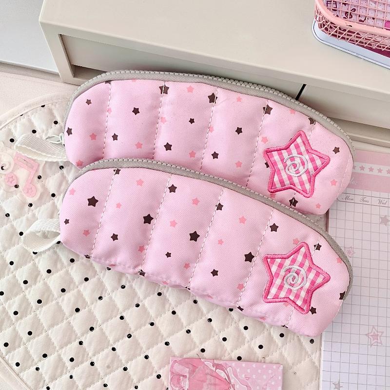 Polka Dot Pencil Case Minimalist Korean Style Large Capacity Portable Stationery Organizer for Office Desktop Storage Use